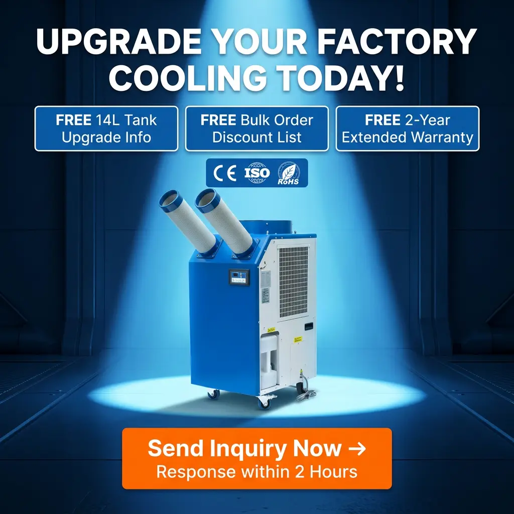 OEM 14L голям резервоар 2700 W мощност 9300 BTU Ротационен компресор Преносим точков охладител Промишлен климатик за работилница
